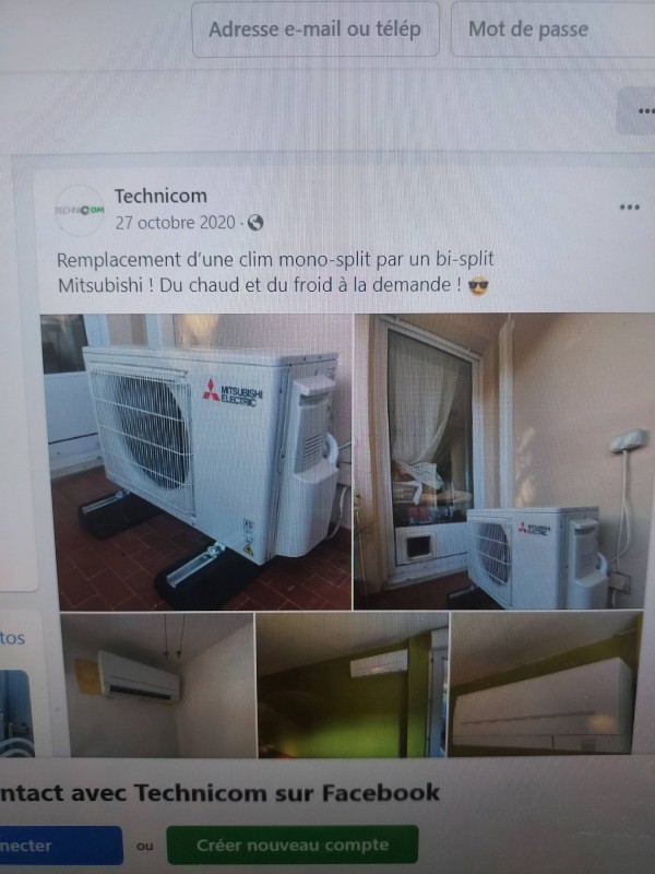 Entreprise d'électricité générale pour le remplacement d'une clim monospit par un biscuit Mitsubishi à Marseille 13012 Saint-Julien